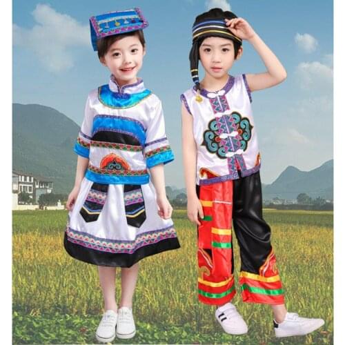 Kids Chinese minority National Costumes Modern Stage Costumes Children Dance Princess Dress for Girl Party Show Dance Dress
