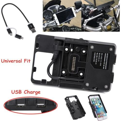 For BMW R1200GS ADV F700 800GS Honda CRF1000L S1000XR R1200RS Motorcycle USB Charging Mobile Phone Navigation Bracket Mount 12MM