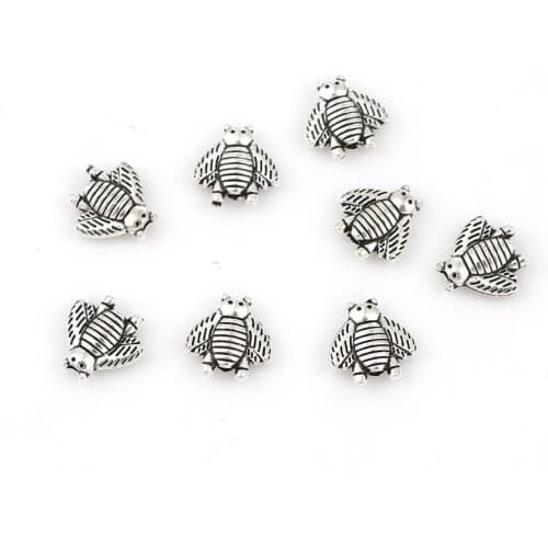 DoreenBeads Zinc Based Alloy Spacer Beads Fly Silver Color DIY Findings 10mm x 10mm( 3/8"), Hole: Approx 1.7mm, 100 PCs
