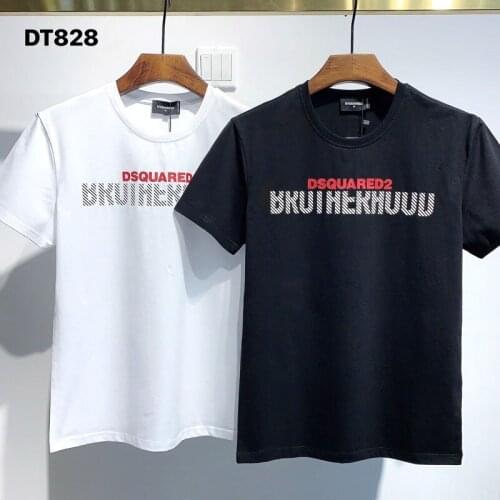 DSQUARED2- Men Women Pure Cotton T Shirt O Neck Short Sleeve Shirt Street Hip Hop Style Authentic DSQ T-shirt DT828