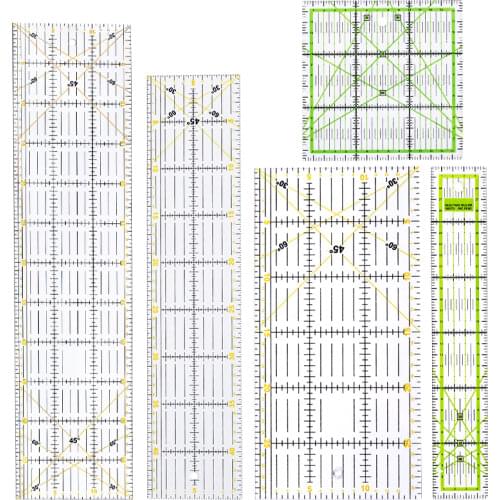 Imzay 5Pcs Rectangle Patchwork Quilting Drawing Straight Rulers Acrylic Sewing Tailor Craft Tools