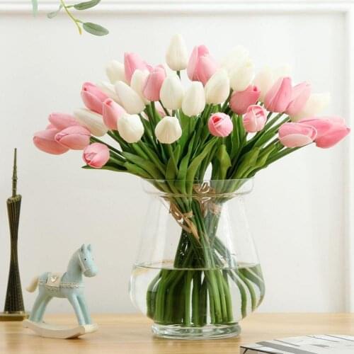 6PCS Tulip Artificial Flower Real Touch Artificial Bouquet Fake Flower for Wedding Decoration Flowers Home Garen Decor