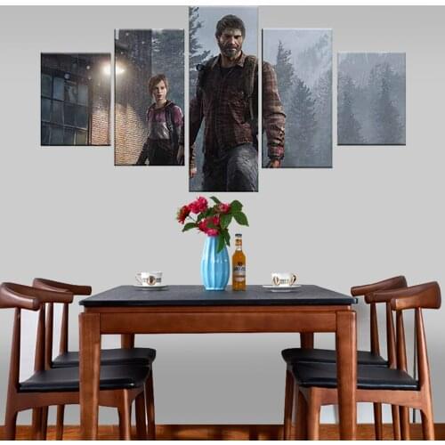 Canvas Printed Poster Home Decorative The Last Of Us 5 Panel Games Painting Wall Art Pictures For Living Room Modular Framework