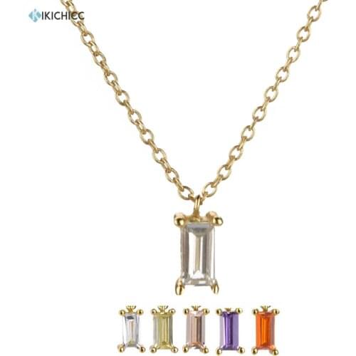 Kikichicc 925 Sterling Silver White CZ Zircon Pendant Necklace Long Chain Colorful Crystal Luxury Jewelry Classic Jewellry