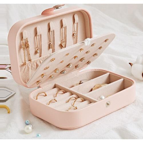 Storage Case Portable Jewellery Packaging Gift Boxes Travel Earring Jewelry Box square zip jewellery organizer
