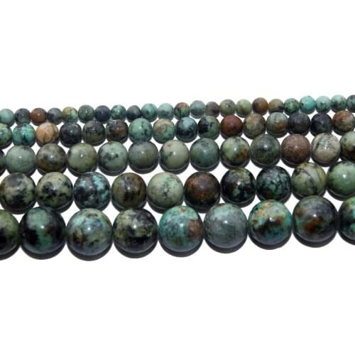 Natural Stone African Turquoises Round Loose Beads 4 6 8 10 MM Pick Size For Jewelry Making Charm DIY Bracelet Necklace Material