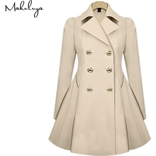 Makuluya Spring Autumn style Elegant fashion long commuter windbreaker jacket Double-breasted lapel dress coat QW
