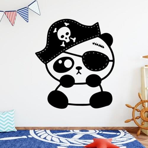 Cartoon Panda pirate Home Decor Vinyl Wall Stickers Living Room Children Room Wall Decal Home Decor