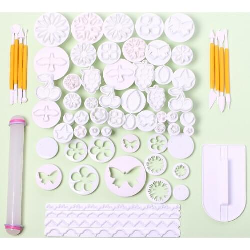 Fondant Cake Cookie Decorating Modelling Set Sugar Craft Plunger Tools Rolling Pin DIY Cake Cutters Molds Sugarcraft