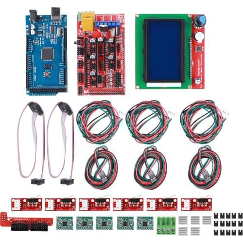 3D Printer Controller Kit Mega 2560 Uno R3 Starter Kits+RAMPS 1.6+5Pcs DRV8825 Stepper Motor Driver + LCD 12864 Reprap