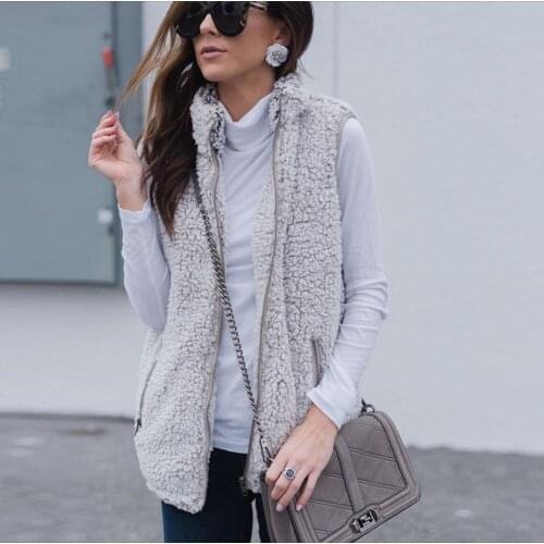 Fall / Winter 2021 Fashion Tie Dyed Fur Zipper Pocket High Collar Vest for Women