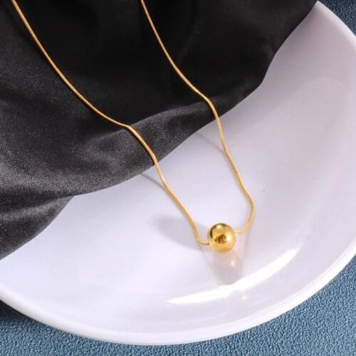 316L Stainless Steel Round Beads Pendant Charms Chain Choker Necklace For Women Fashion Fine Jewelry Party Gifts SAN539