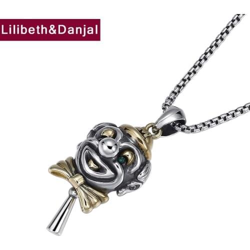 Green Eyes Smiley Droll Pure 925 Sterling Silver Brand Necklace Pendant Fashion Korean Jewelry Women Men Christmas Gift 2020 P30