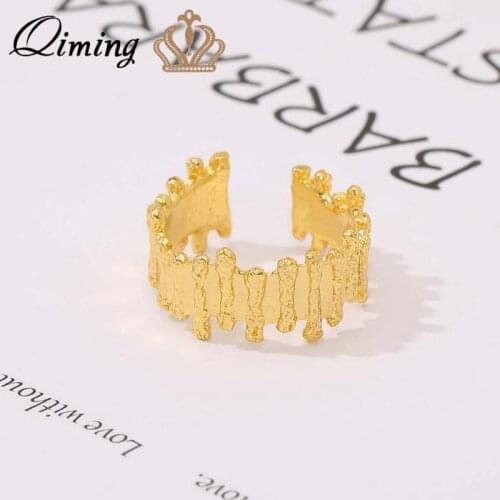 QIMING Handmade Gold Geometric Simple Rings For Women Female Korean Fashion Style Adjustable Finger Ring BFF Jewelry