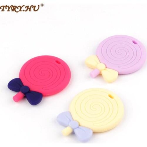 TYRY.HU 3Pcs/Lot Lollipop Silicone Teether Toy Baby Teether Teething Pacifier chain Tool Food Grade Silicone BPA Free soft