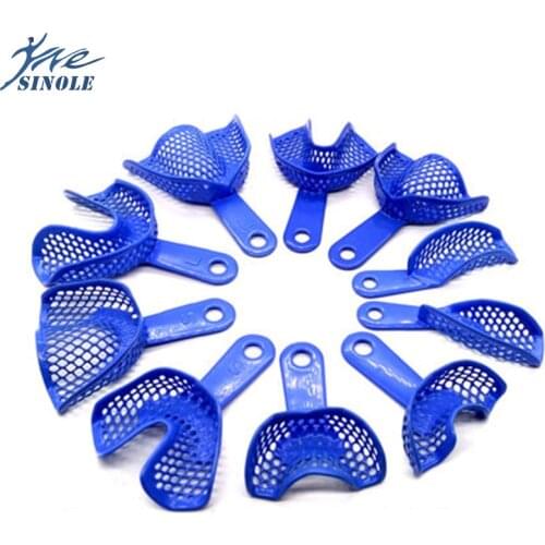 2Pcs Dental tray Toothless Dental Impression Trays Mesh shape Teeth Holder Metal Materials Plastic Oral Tools teeth Trays