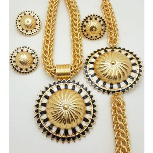 Dubai Gold-color Jewelry Set Costume Design Big Necklace Bridal Gift Nigerian Wedding African Beads Jewelry Set Fashion