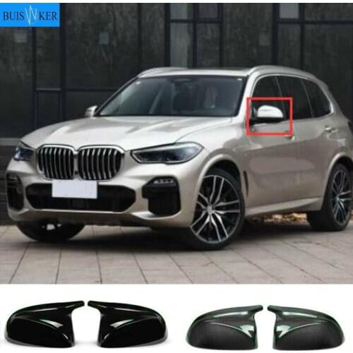 1 Pair For BMW X3 G01 X4 G02 X5 G05 2018 2019 2020+ X6 2019 2020 Carbon Fiber Mirror Cover Side Door Rearview Cover Caps
