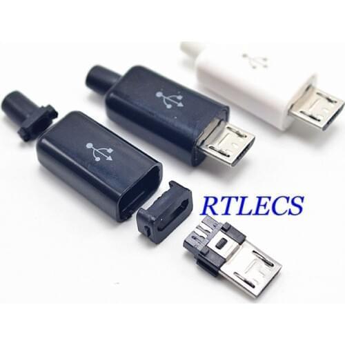 10 pcs DIY USB 2.0 Version Micro USB Connector 5 Pin Male Wire Solder Type Plastic Shell Jack Tail Socket Plug Terminals