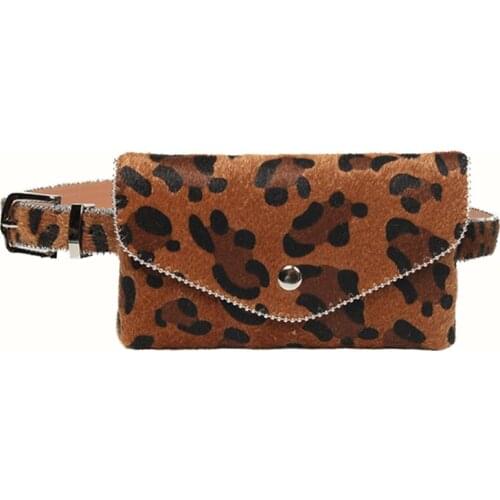 10PCS / LOT Korean Waist Bag Women Leopard Leather Belt Waist Pack Money Phone Coin Purse Fashion Accessories