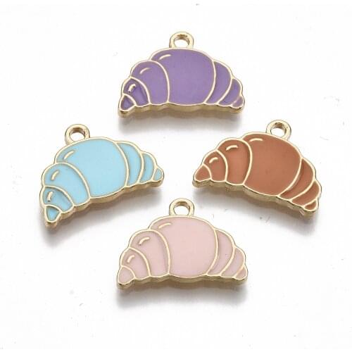 10pcs Mini Enamel Hamburger French Fries Bread Charms Simulated Food Pendant For Earrings Bracelet DIY Jewelry Making