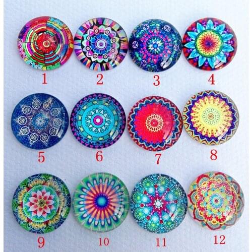 10pcs New styles Sea Shells Mandala Bandanna Skull Peacock feathers Glass cabochon 20mm DIY Bracelet Necklace Earrings making