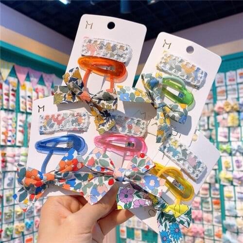 2 Pcs New Fashion Childrens Floral Fabric Bow Rubber Band Hair Rope Sweet Girl Baby Beautiful Cute Lace BB Clip Headdress