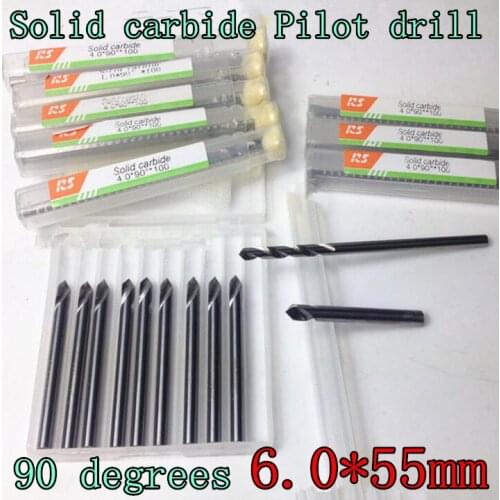 6.0*55mm 90 degrees 2pcs/set High quality Solid carbide Pilot drill center drill Solid carbide tools Free shipping
