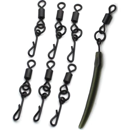 20PCS Micro Carp Fishing Swivels Kwik Change Flexi Ring Rolling Swivels Hook Clips Rolling Hook Ring Swivels Fishing Accessories