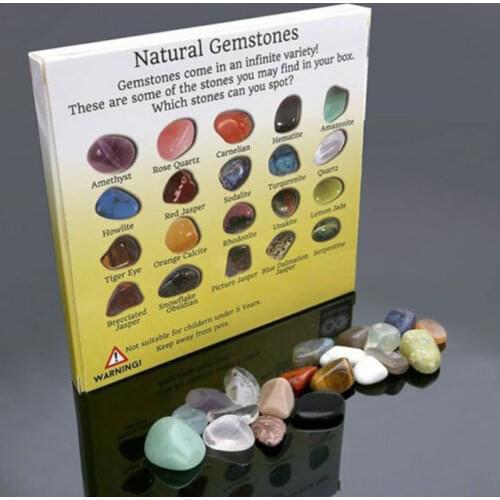 20pcs Mini Crystal Gemstone Polished Healing Chakra Stone Collection Display Set