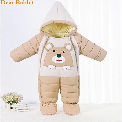 2020 Russian Winter Baby clothes Rompers Hooded Plus Velvet Warm Newborn Snowsuit Girls Overalls Toddler Boys Wrap foot Jumpsuit