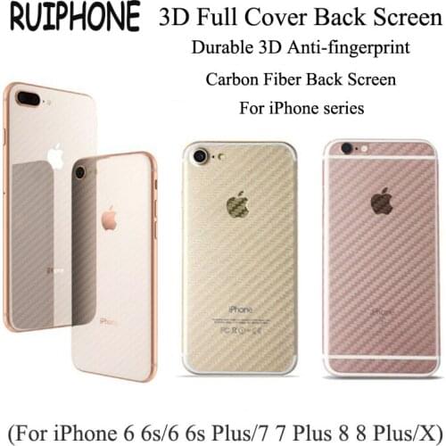 5Pcs/lot For iphone X Full cover 3D Anti-fingerprint Carbon Fiber Back Screen Protector Film For iphone 6 6s 7 8 plus 5 5S SE 5C