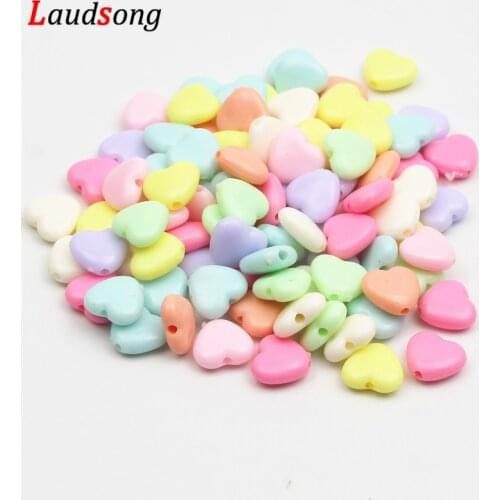 50pcs 12mm Acrylic Heart Beads Candy Color Loose Spacer Beads For Jewelry Making Handmade Necklace Bracelet Jewelry Accessoires