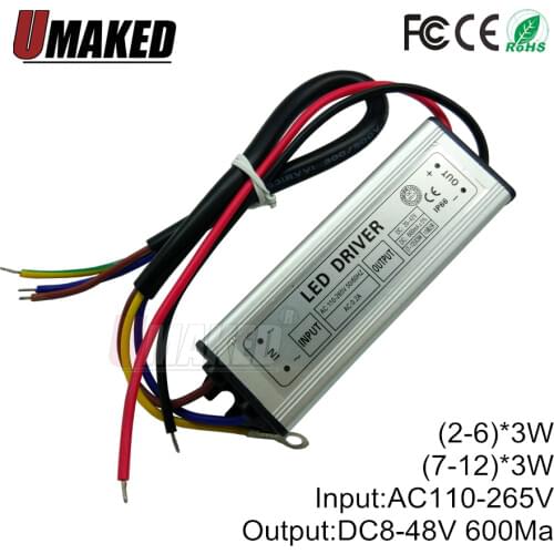 6-36W 600mA lamp Chip Power Supply Adapter for 3W chip AC110-265V light Transformer LED Driver For DIY Floodlight Spotlight Bulb