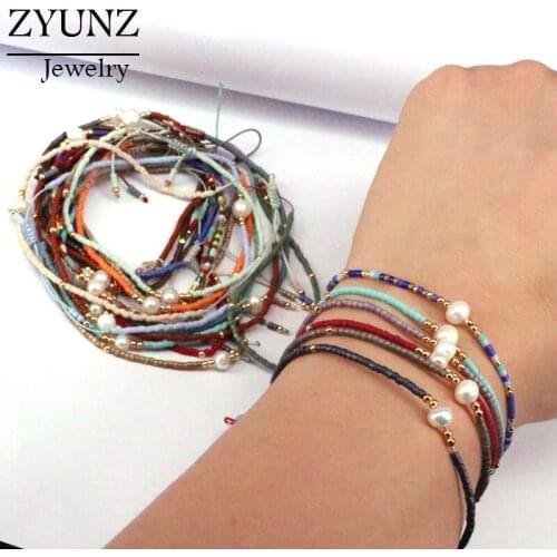 6PCS, Thin Pearl Bracelet MIYUKI Handmade Beads Glass Stone Crystal Simple Bracelets For Women Boho Adjustable Rope Lady Jewelry
