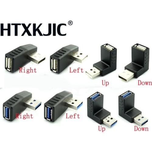 90 degree Left /Right /Up/Down Angle L Bending USB 2.0 Usb 3.0 Male to Female Adapter Extension Connector for Computer Notebook