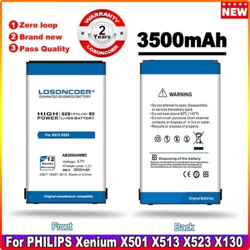 LOSONCOER 3400mAh AB2000AWMC Battery for PHILIPS Xenium X501 X513 X523 X130 X623 X3560 X2300 X333