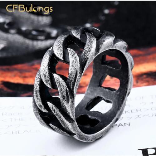 CFBulongs High Quality Stainless Steel Ring For Men Gothic Index Finger Woven Finger Ring Fashion Jewelry