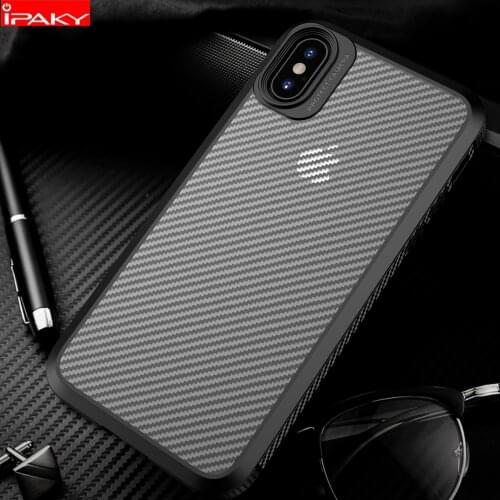For iPhone XR Case IPAKY for iPhone X XS Case Carbon Fiber Skin Bumper Transparent Shockproof Cover for iPhone XS MAX Case