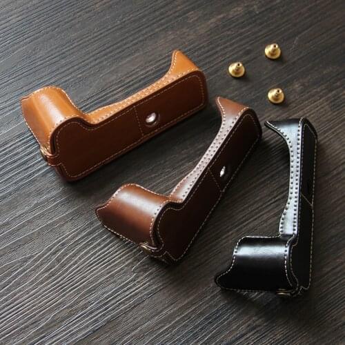 Camera Bag Case For Canon 6Dll 77D 800D G1XIII G7XII G5X m10 M50 M3 M6 5D4 EOSR PU Leather Half Body Cover With Battery Opening