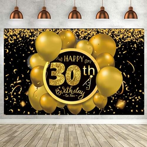 Black Gold Birthday Background Tapestry Wall Hanging Banner Party Backdrops Decoration Birthday Party Decorations