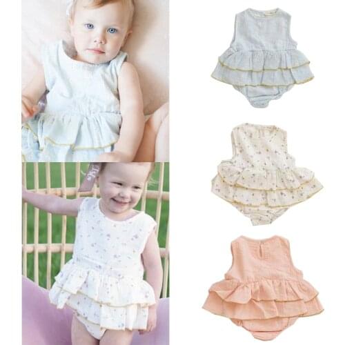 Baby Bodysuits 2021 New Summer V&F Brand Design Girls Infant Toddler Sleeveless Jumpsuits Newborn Fashion Clothes