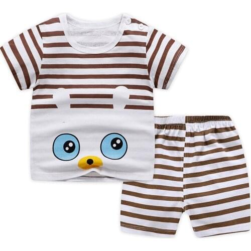 ZWY909 New Cotton Summer Baby Children Soft Shorts Suit T-shirt Boy Girl Kids Animal Cartoon Infant Clothes Cheap Stuff