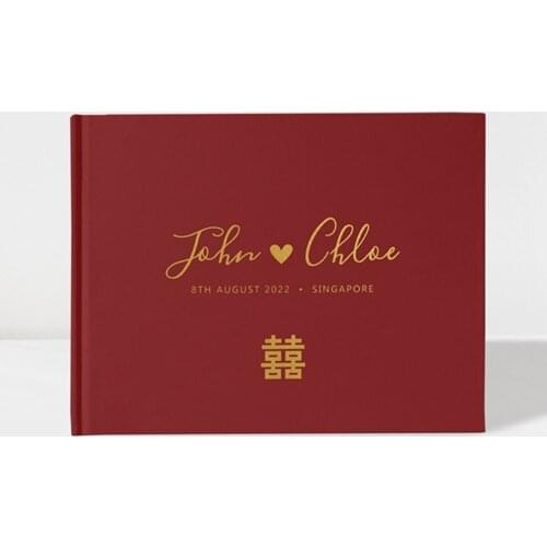 Customized Color Choices Available, Maroon Guest Book, Landscape Guest Books, Gold Foil Wedding Guestbook, Modern Guest Book