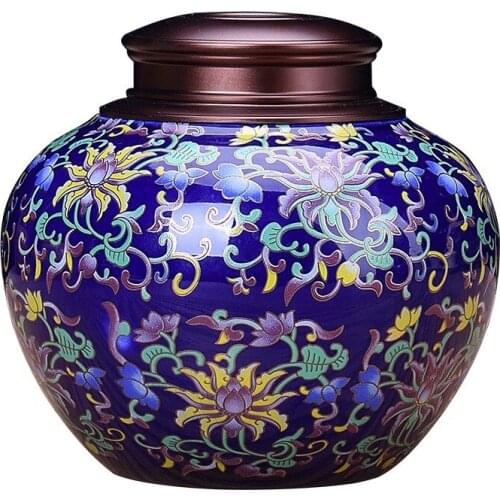 Enamel Color Flower Ceramic Storage Jar Household Exquisite Tea Cans Countertop Decoration Candy Food Sealed Jar Home Decoration