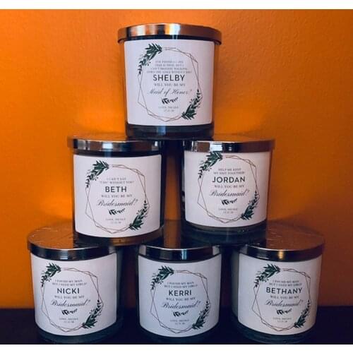 Custom Candle Labels Create Your Own Wording Bridesmaid Gift Personalized stickers Thank you Candle Labels