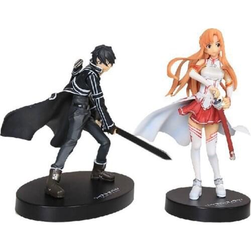 Cute Anime Sword Art Online SAO Figure Kirigaya Kazuto Kirito Asuna PVC Action Figure Collection Model Kids Toys Doll 15cm