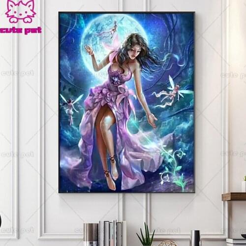 Fantasy flower fairy Diy diamond embroidery woman art diamond painting full square/round mosaic picture of rhinestone home decor