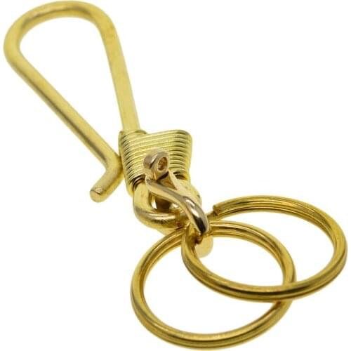 Hook Keychain Brass Clip-on Loop Key Chain Clasp With Ring Pocket Bag Keyfob