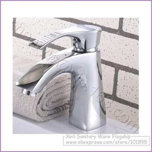 L16319 - Luxury Deck Mounted Hot & Cold Water Chrome Color Brass Basin Faucet